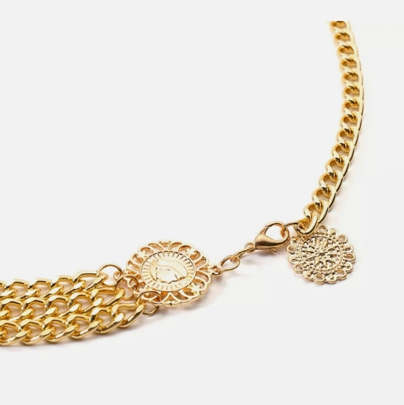 Boho multi layered metal Charm Gold coin chain link hip waist statement belt - Picture 15 of 16
